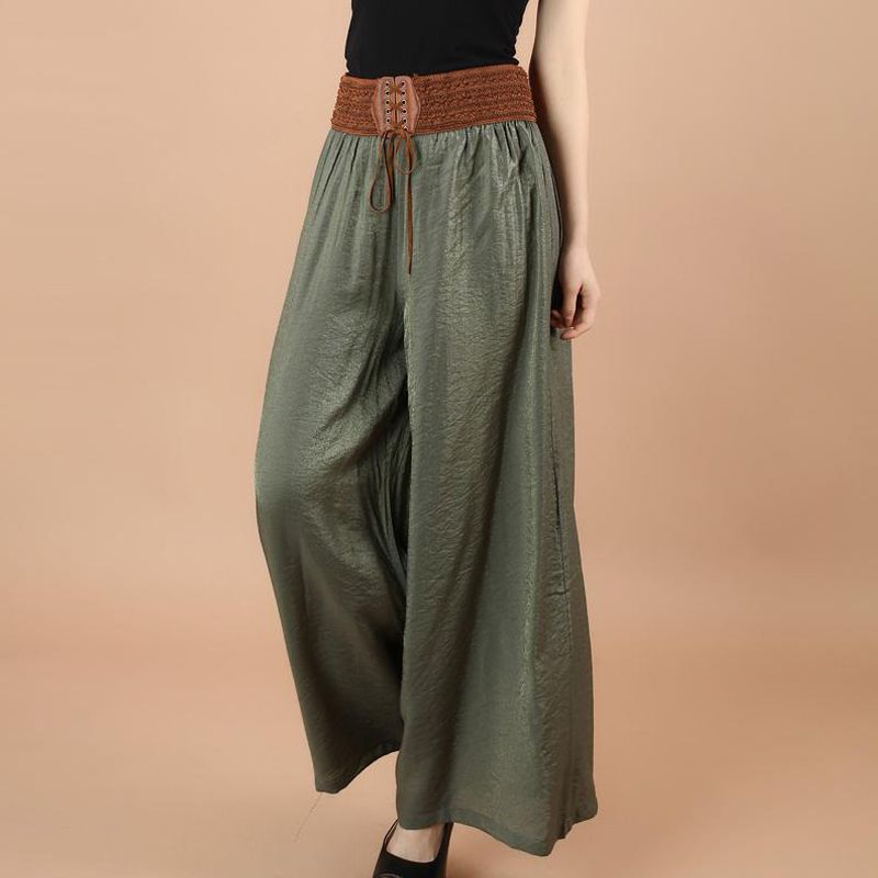 2023 Casual Wide Leg Pants Women's Summer High Waist Loose Big Leg Pants plus size Thin Square Dance Culottes for Women