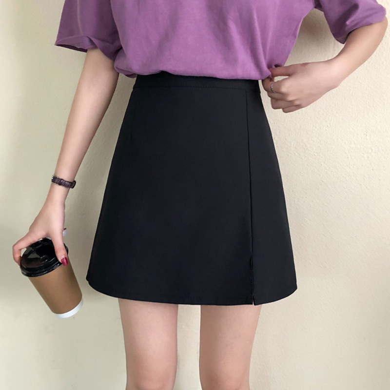 Picture of Black Suit Split Skirt plus size Summer Korean Style High Waist Slimming One-Step Skirt All-Match A- Line Skirt