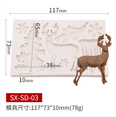 Picture of Sanxin Elk Flip Sugar Silicone Christmas Cake Mold Chocolate Decoration Mold DIY Baking Utensils