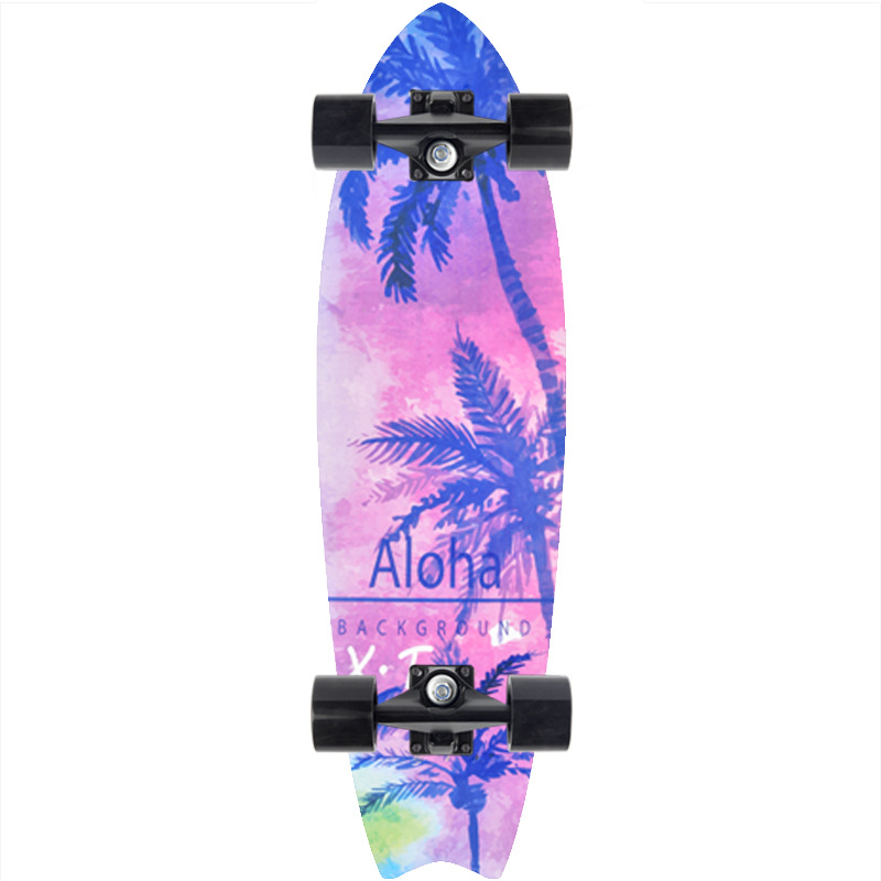 Picture of 28 inch maple small fish Board children Brush Street road beginners four-wheel skateboard single rocker skateboard
