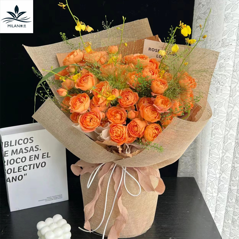 Vintage Colorful Linen Flower Bouquet Wrapping Paper Natural Linen Roll Flowers Gift Wrapping Paper DIY Material Linen