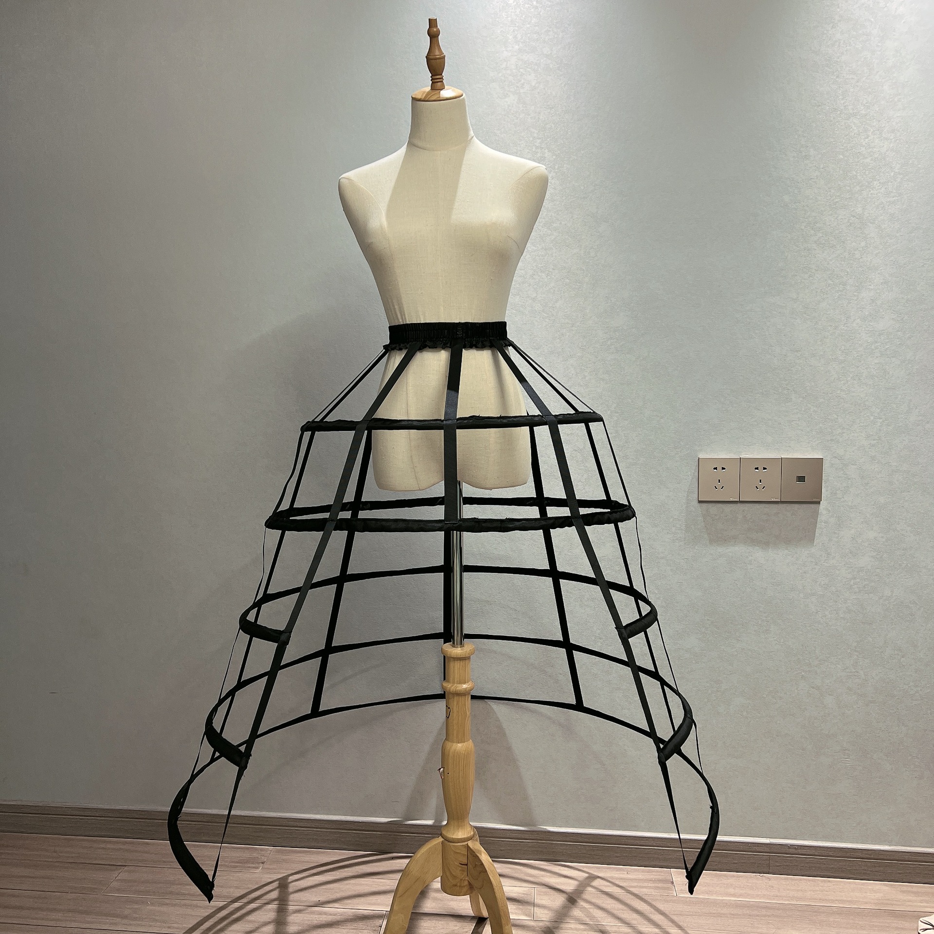 Picture of Hollow Bird Cage Skirt with Fish Bones, Two, Three, Four, Five Steel Black and White Cosplay Violent Lolita See-Through Petticoat