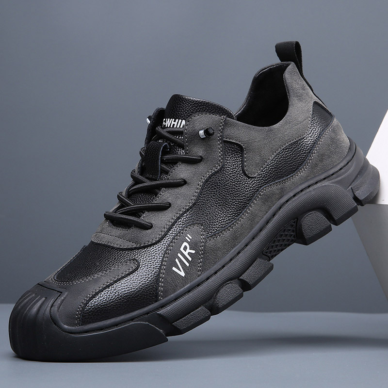 2025 Spring Genuine Leather Men's Shoes Breathable Sports Casual Shoes Men's Versatile Soft Sole Soft Surface Hiking Shoes Breathable and Comfortable