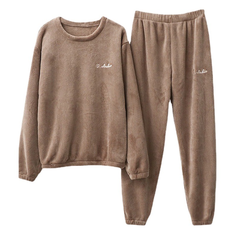Picture of 2025 Autumn and Winter Coral Velvet Fairy Warm Suit Women's Outerwear Thickened Velvet Lazy Pajamas Home Two-Piece Set