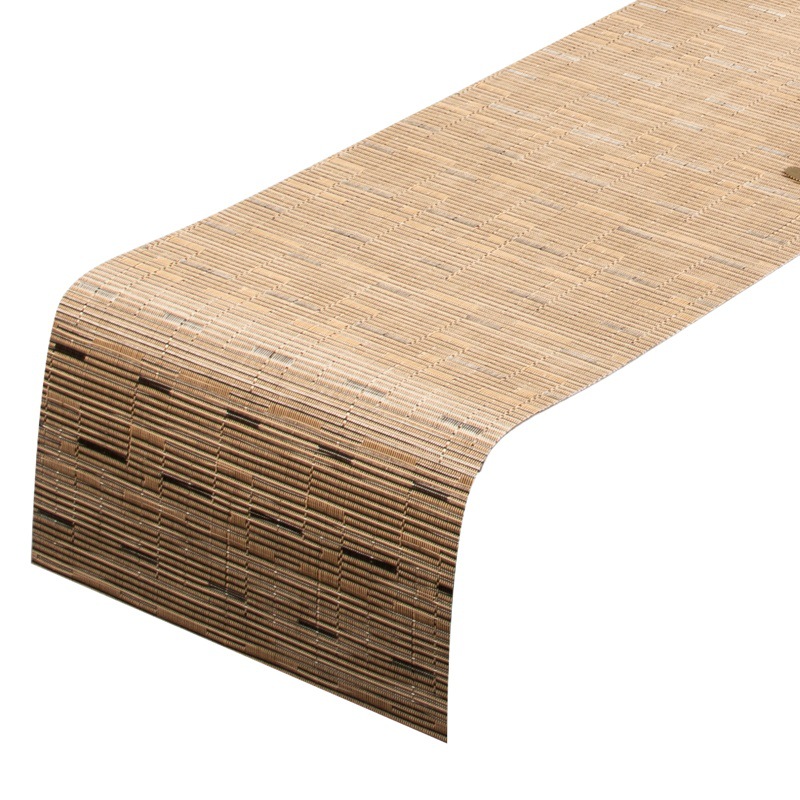 New American Style Dining Table Insulated Pvc Pure Color Table Flag Bamboo Pattern Woven Tablecloth Waterproof Anti-Slip Hotel Home Decorative Mat