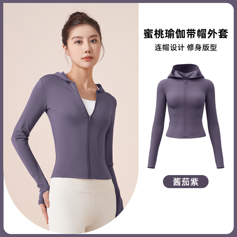 Picture of Juyitang Spring and Autumn Hooded Yoga Coat Women's Slim-fit Slimming Windproof Running Cycling Sports Fitness Coat