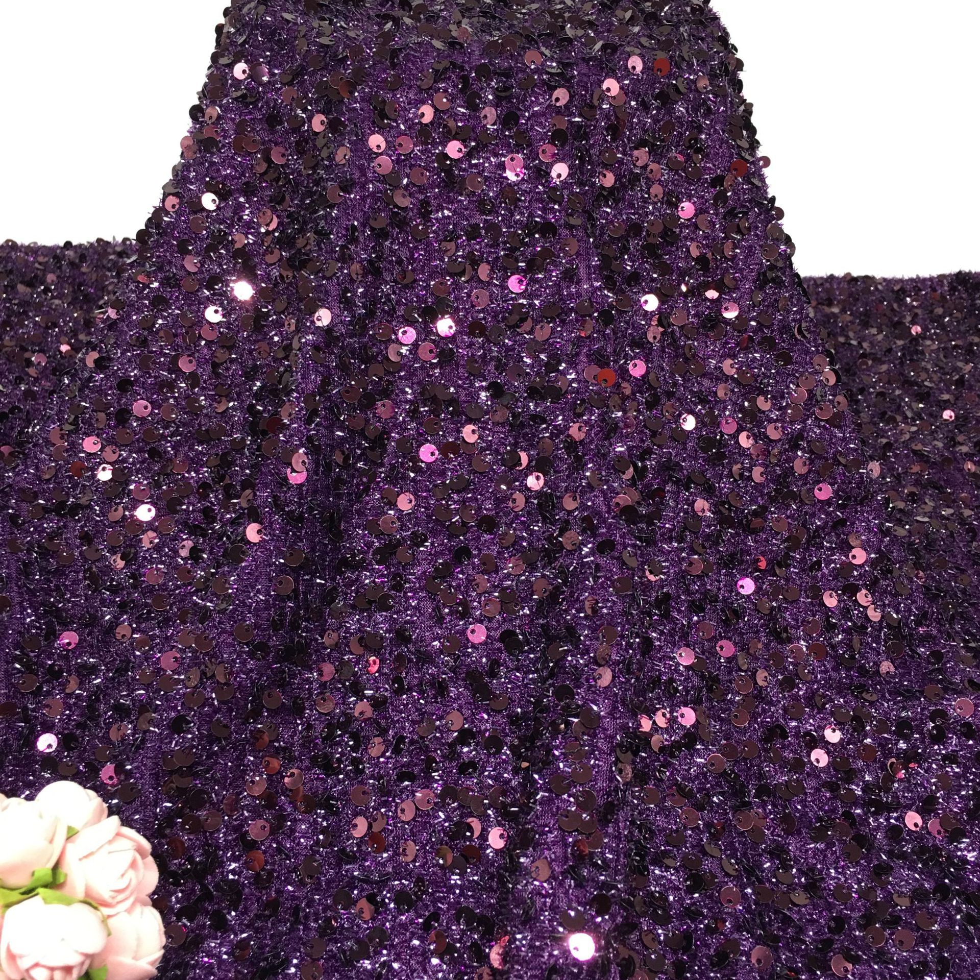 Picture of 5mm centipede yarn sequin embroidered mesh wedding fashion stage clothing cushion tablecloth sequin fabric embroidered sequin cloth