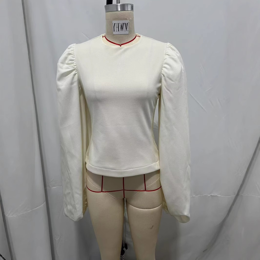 ZA cross-border women's clothing wholesale European and American style fashion simple new round neck stitching long sleeve casual shirt 8527784