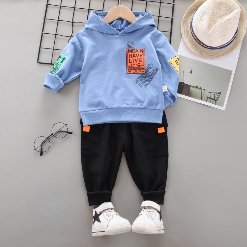 Picture of Boys' Spring and Autumn new children's sports leisure loose hoodie long-sleeved sweater children's clothing two-piece set Wholesale