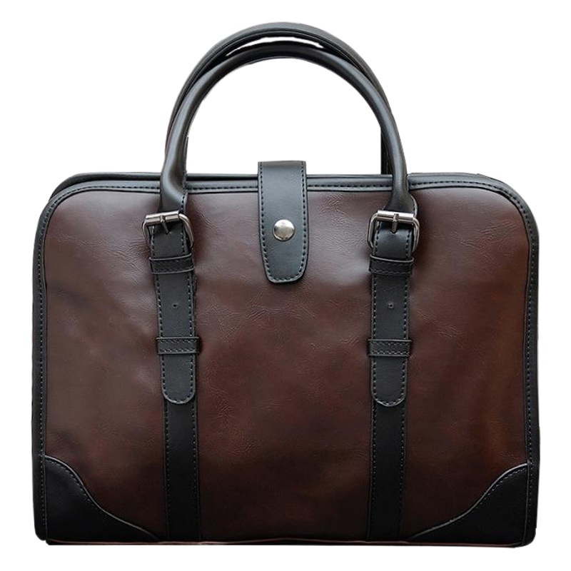 Crazy Horse Leather Men's Bag New Trendy Business Office Handbag File Bag Men's Retro Shoulder Crossbody Briefcase
