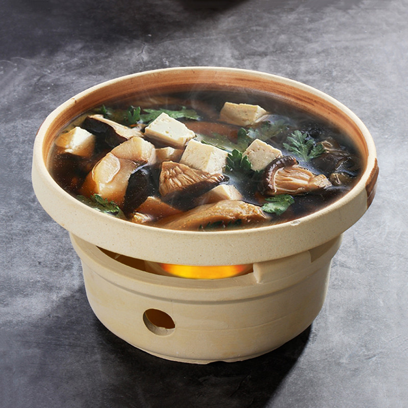 Picture of Commercial Soil Bowl Small Hot Pot Alcohol Stove Ceramic Household Small Casserole Self-service Dry Pot High Temperature Resistant Soil Vegetable Pot