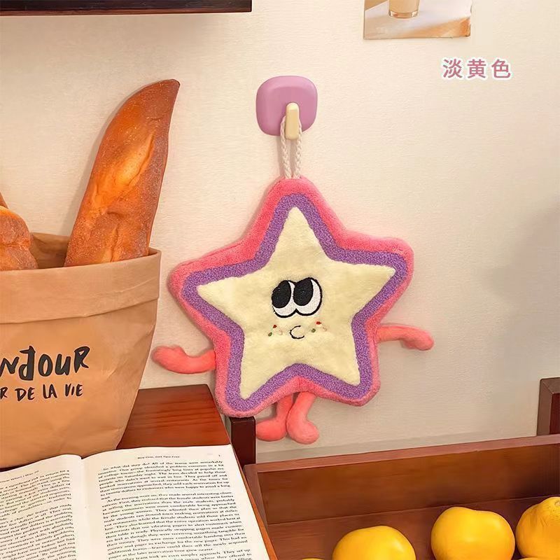 Picture of Cute Hand Towel Hanging Water Absorbent Thickened Toilet Cartoon Hand Wipe Hand Wash Small Square Towel Kitchen Rag