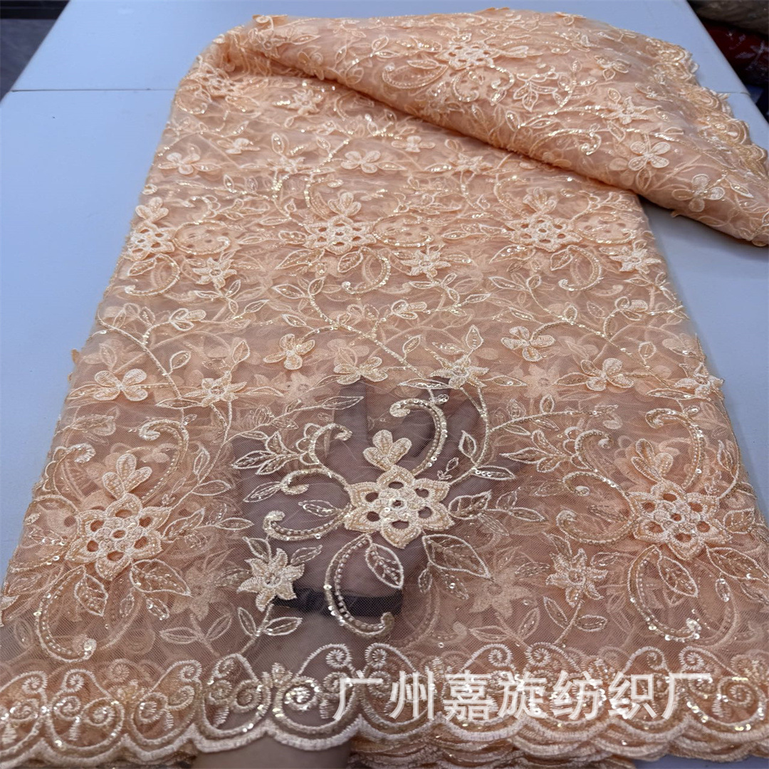 Polyester Embroider Bead Tube Stereo Floating Lace African Dress Han Dynasty Cheongsam Embroidered Cloth Embroidery