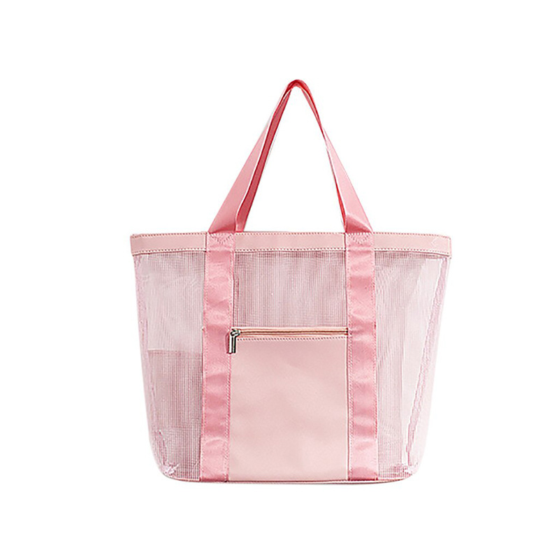 Picture of Travel Beach Bag Women's Portable Swimming Woven Bag Mesh Outdoor One-shoulder Swimwear Storage Bag Customizable