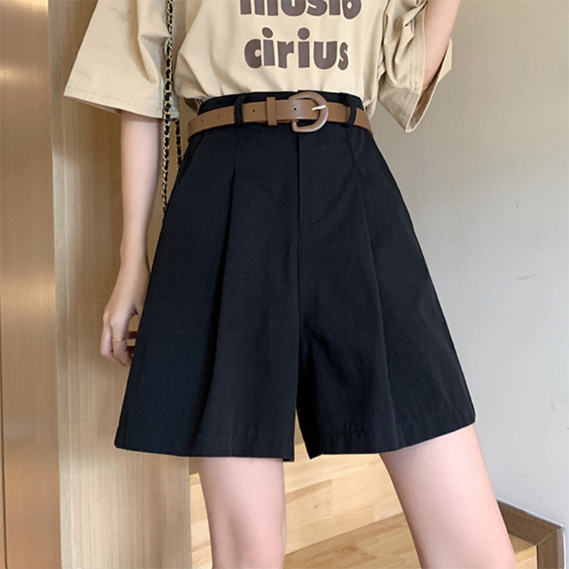khaki Workwear Shorts Women's Summer Thin High Waist Slimming Loose Wide Leg Pants Casual Suit Pants