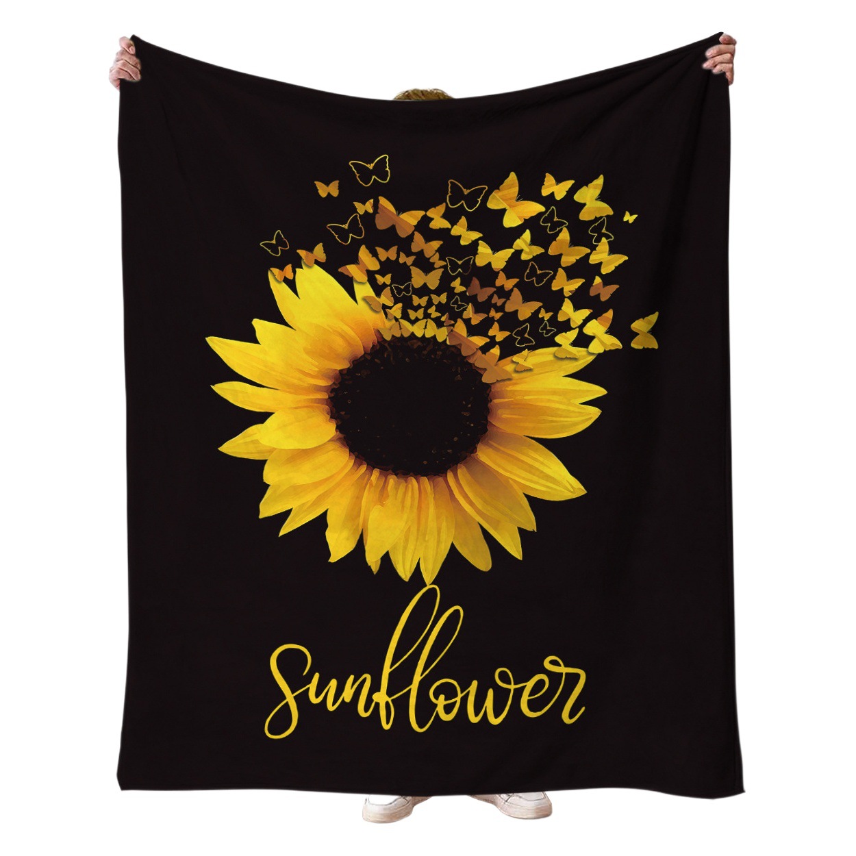 Flannel Blanket Butterfly Sunflower Blanket Home Office Nap Blanket Living Room Sofa Autumn and Winter Flannel Blanket