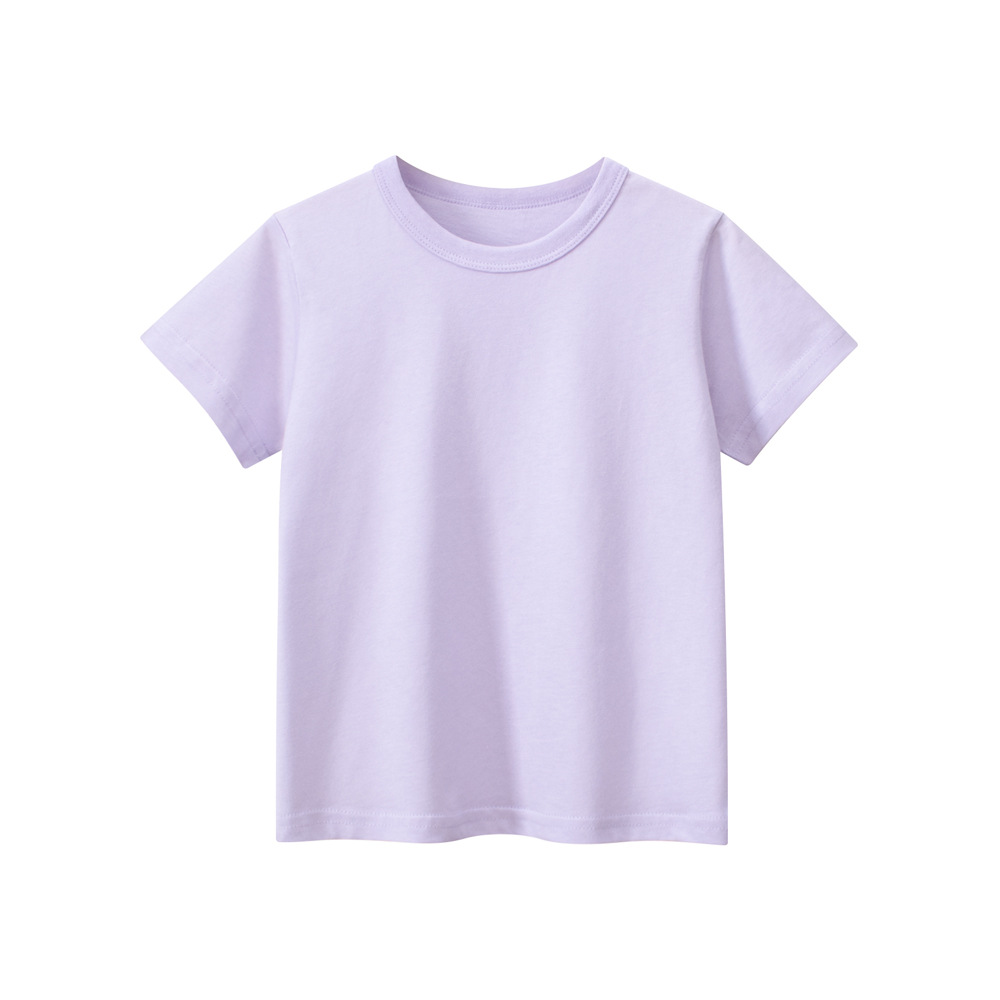 Picture of 27Kids Kidsren's Clothing Summer 2025 Kidsren's Short-Sleeved T-Shirt Advertising Shirt Korean Style Pure Color Unpatterned Kidsren's Clothing