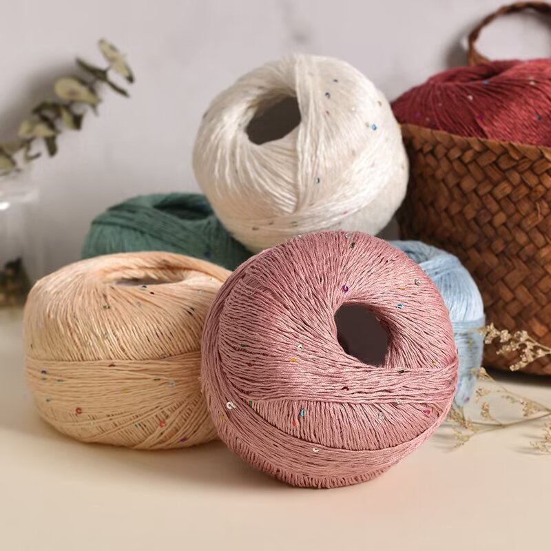 Spring and summer new No. 6 Tence cotton lace sequin thread handmade diy knitting fine wool crochet stick thread