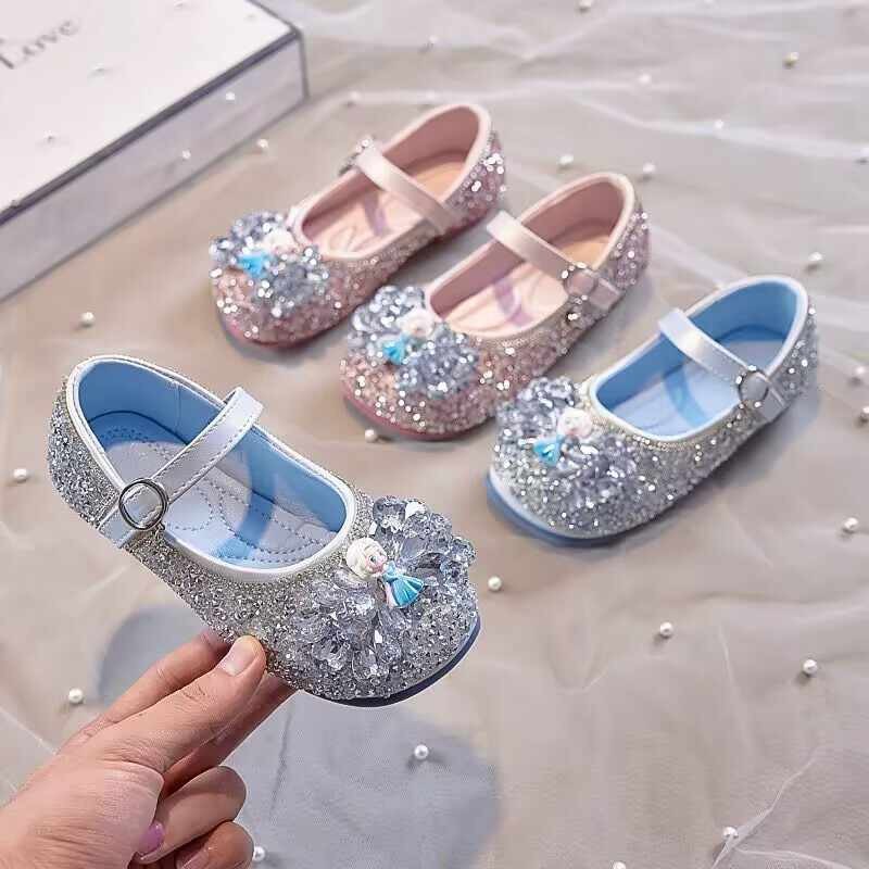 Children's Princess Shoes Crystal Shoes Aisha 2025 Spring and Autumn New Girls' Leather Shoes Soft Sole Baby Shoes Small Leather Shoes
