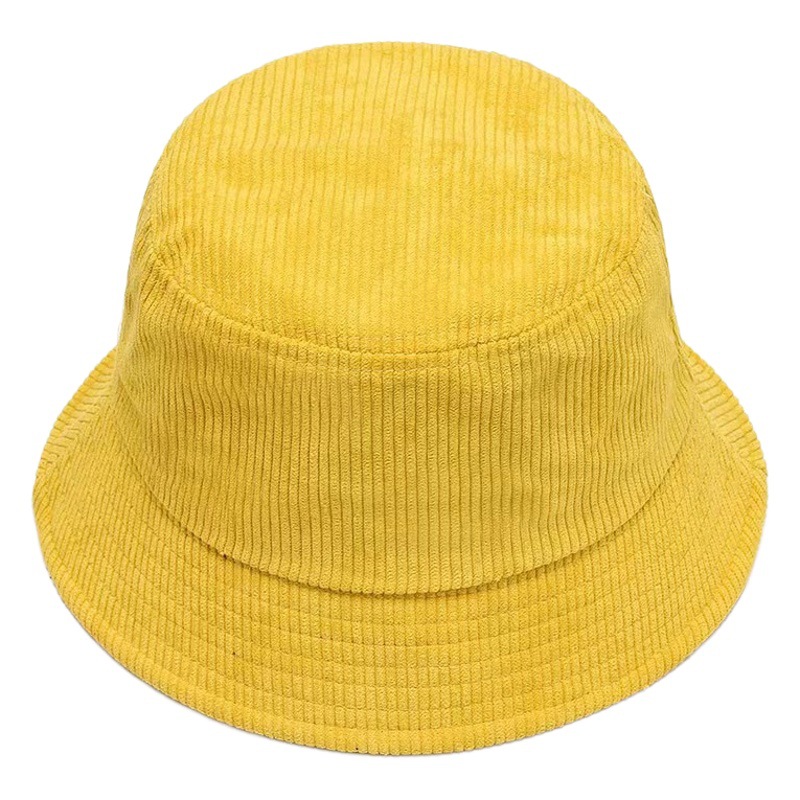 Cross-border e-commerce corduroy fisherman hat Korean autumn and winter basin hat warm windproof casual versatile monochrome striped hat