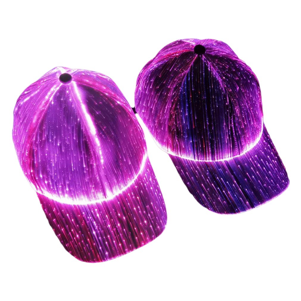 New LED fiber luminous hat black and white couple luminous hat outdoor luminous cap baseball cap performance cap