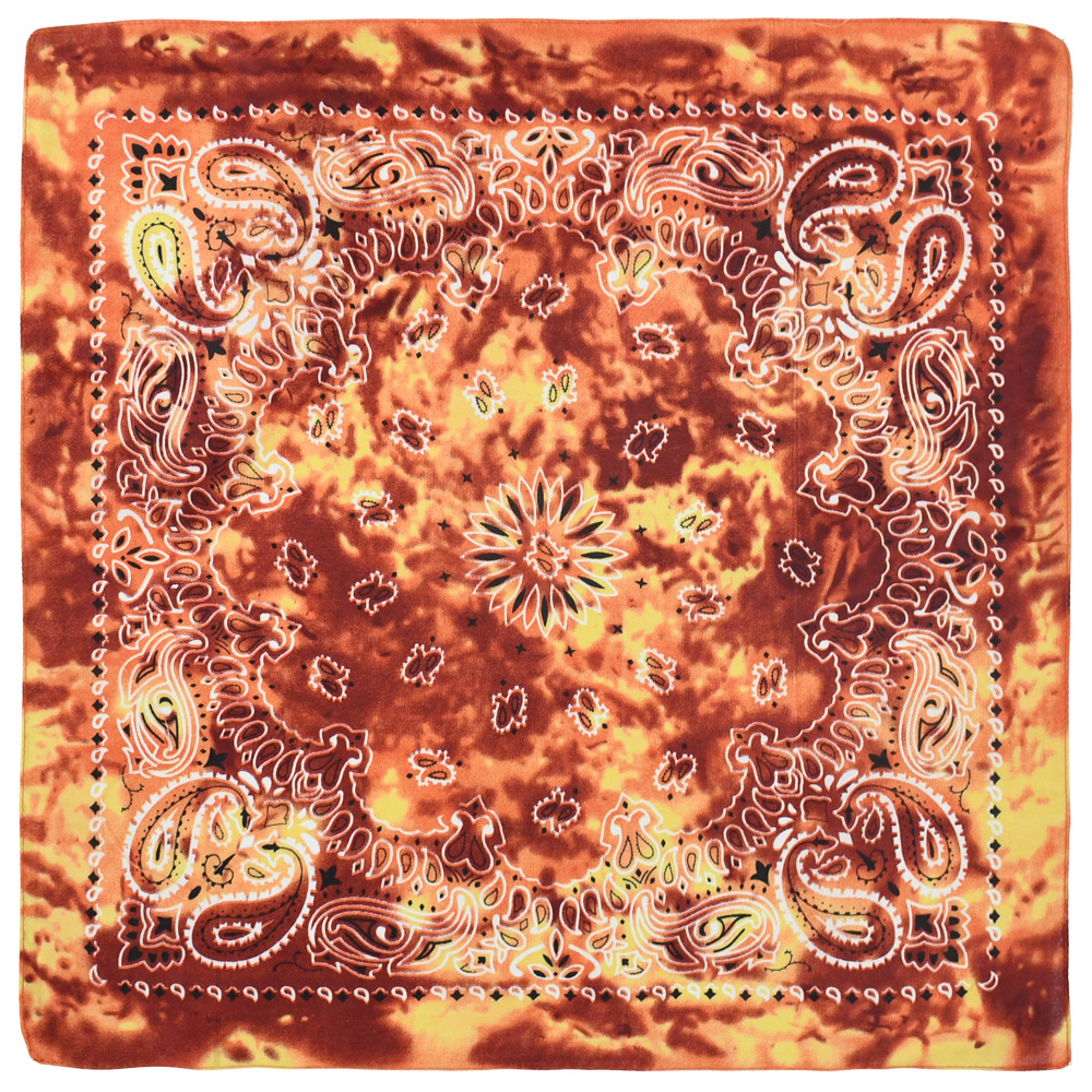 Picture of 54 * 54CM polyester tie-dyed cashew flower square scarf wholesale ameikaji bandana outdoor hip hop street dance headscarf