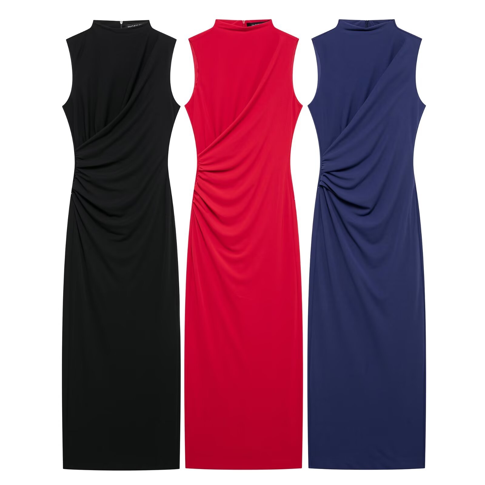 ZA cross-border women's clothing wholesale European and American style temperament sleeveless pleated slim long split dress 9224262