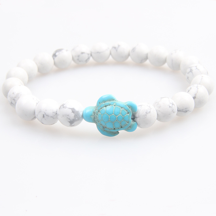 Picture of Zhou Lianfa 8MM Decorative Lava Volcanic Stone Beads Turquoise Cross Elastic Elastic Bracelet for Men and Women