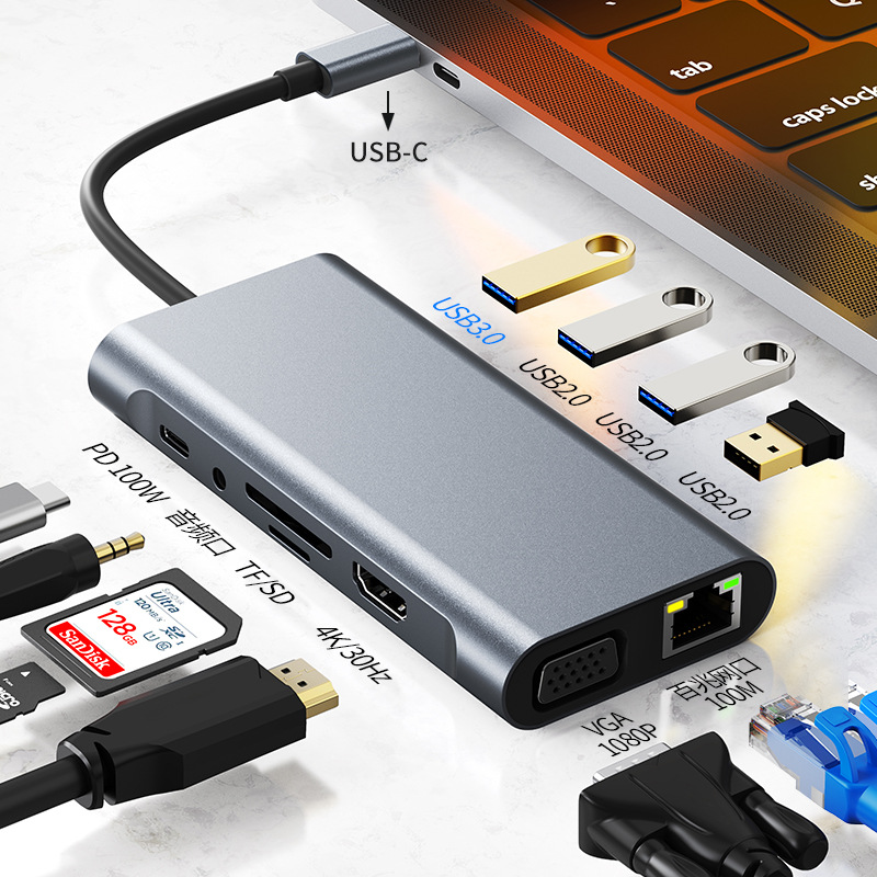 Picture of Cross-border notebook base expansion converter is suitable for Apple Huawei macbook 11-in -1 expansion dock