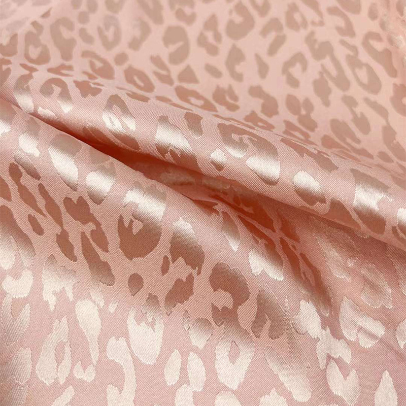 Cross-Border Small Leopard Print Dark Satin Jacquard Fabric European and American Shirt Lolita Dress Shirt Fabric