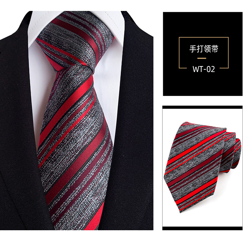 Picture of 8cm hand tie polyester yarn-dyed men's formal wear striped professional business suit accessories manufacturers in stock wholesale