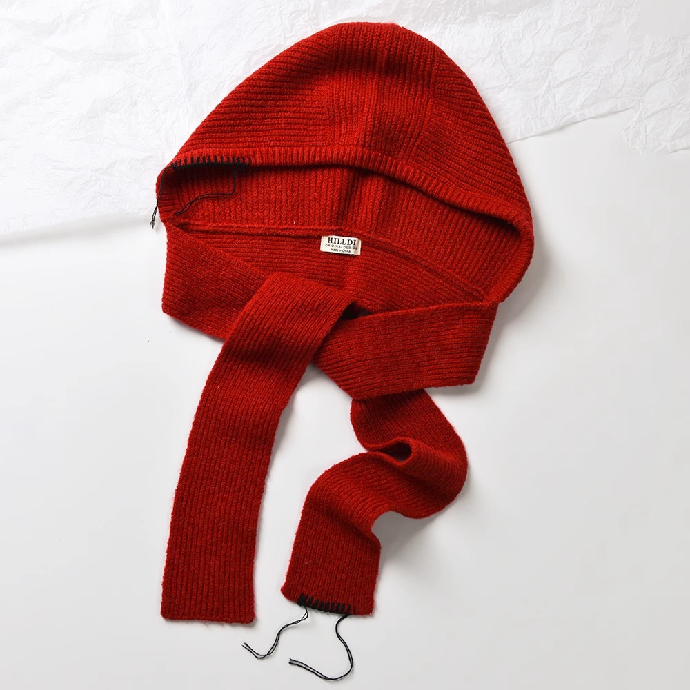Picture of Senior Balaclava Hat Women's Outer Lace Solid Color Knitted Warm Ear Wool Hat Autumn and Winter New