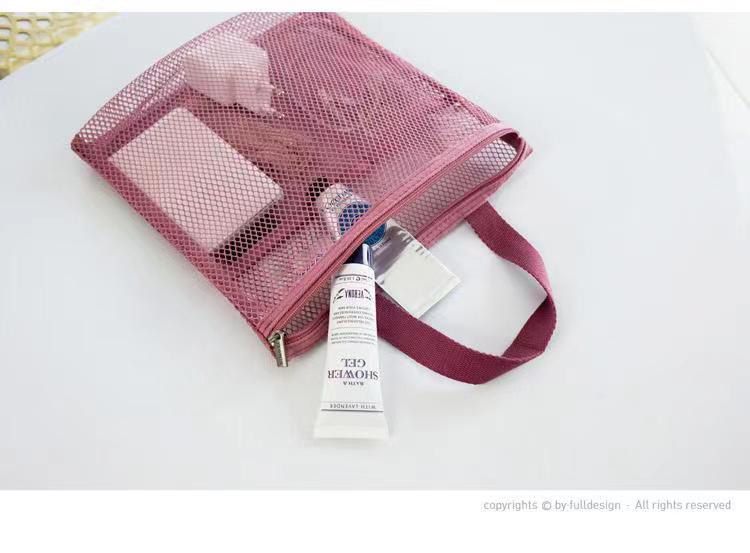 Picture of Hollow Handbag Zipper Storage Bag New Drain Fiber Mesh Travel Makeup Wash Bag Multifunctional Hand Holder