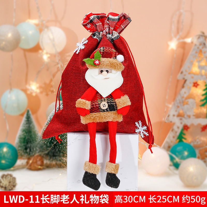 Picture of Christmas Gift Bag Apple Bag Large Bezel Drawstring Gift Bag Christmas Decoration Accessories Props Scene Layout