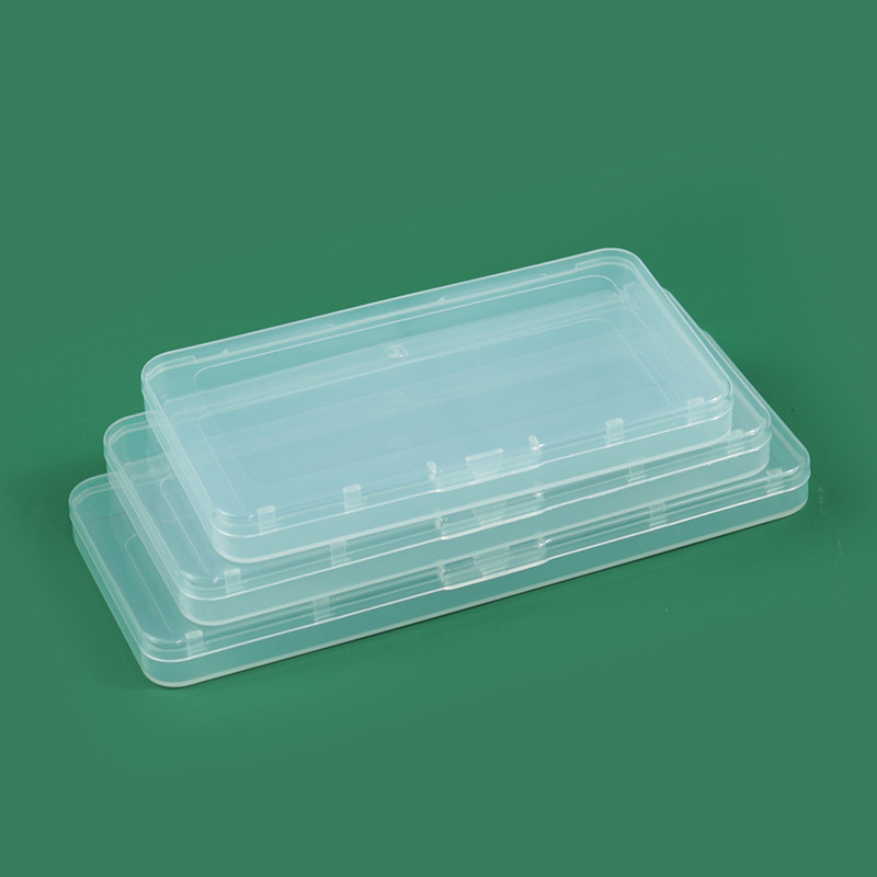 Amazon flat rectangular transparent storage box pp packaging box hardware parts high permeability box plastic small box