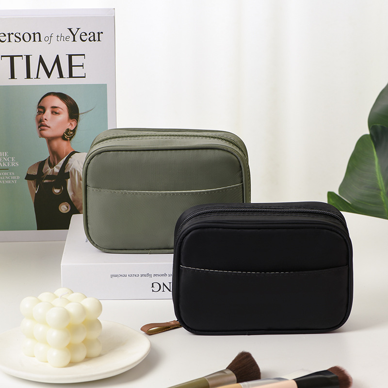 Picture of Solid Color Simple Cosmetic Bag Small High-value Portable Multi-functional Wash Bag Layered Dirt-resistant Large Capacity Storage Bag