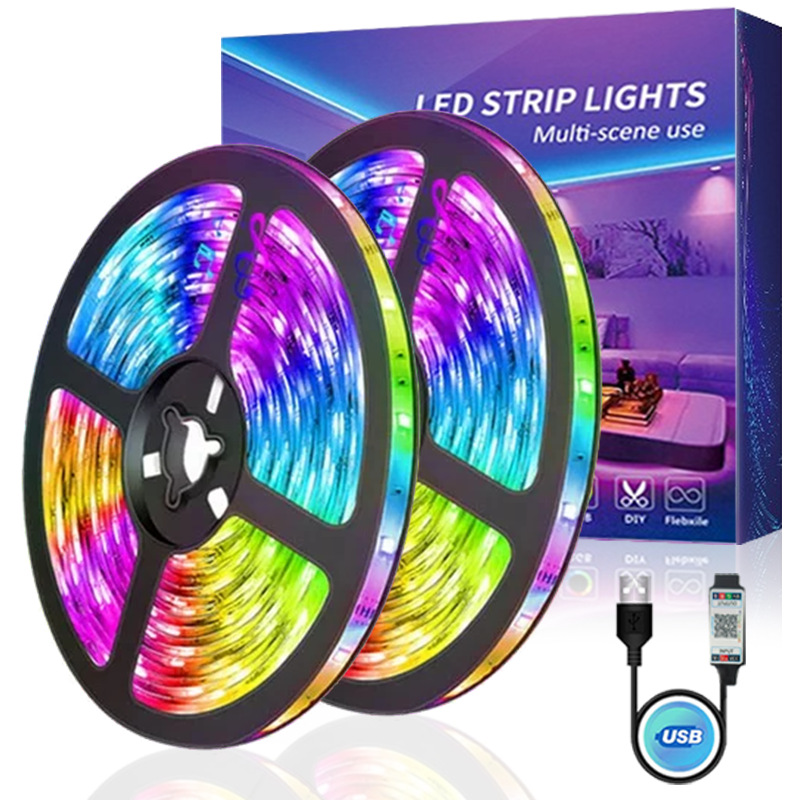 Cross-border 5v light strip led rgb colorful atmosphere USB TV background flexible self-adhesive adhesive holiday light strip suit