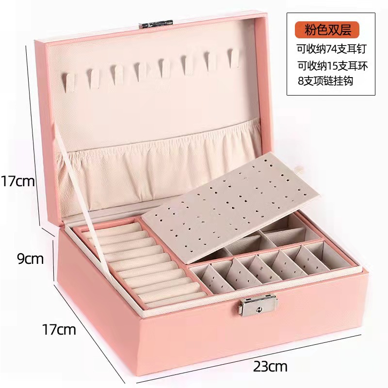 Picture of Jewelry Storage Box Pu Large Capacity Jewelry Packaging Earrings Necklace Portable Travel Jewelry Box Wholesale Zipper