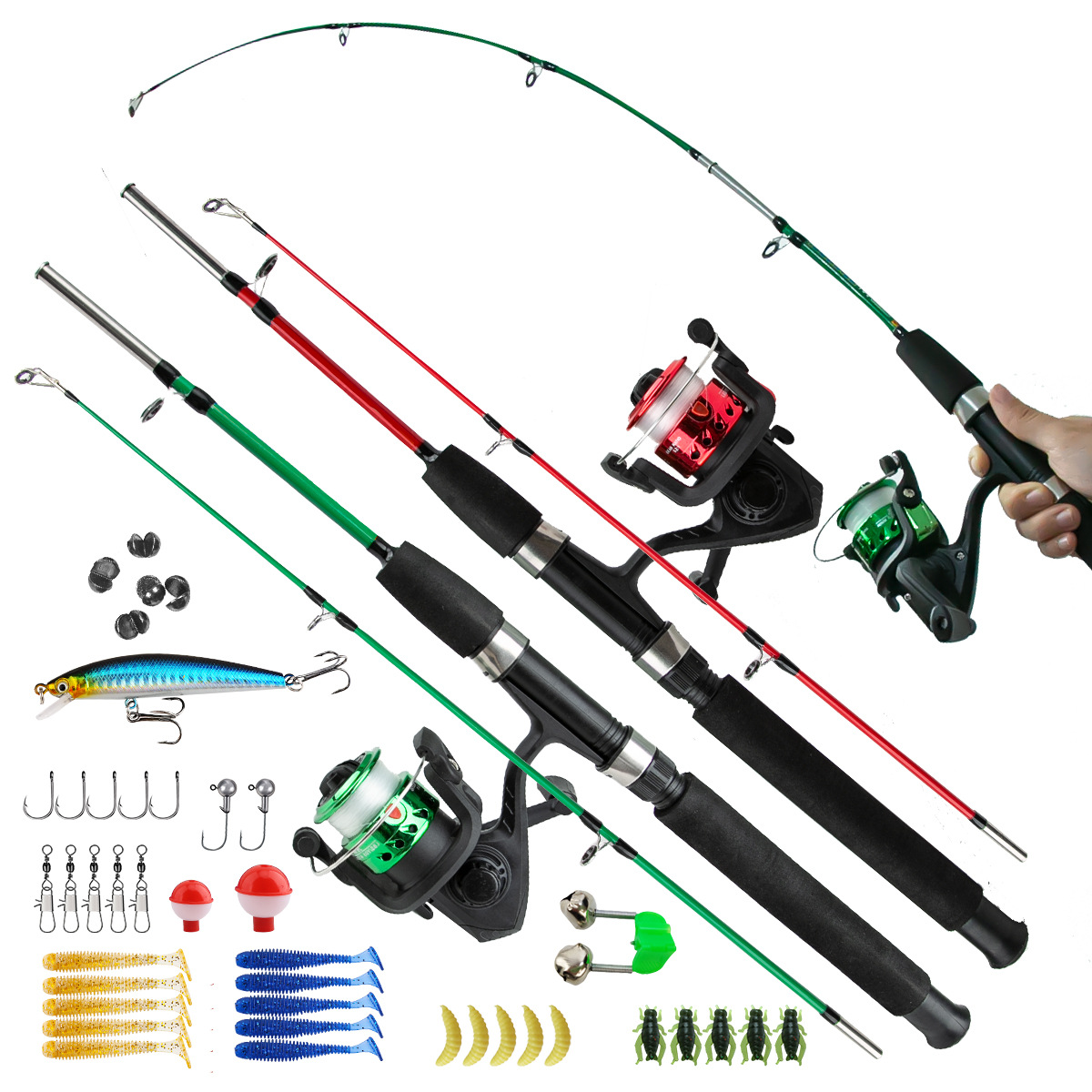 Foreign trade children's fishing rod fishing gear rod wheel suit fishing rod children beginner portable rod wheel road Asian rod wholesale