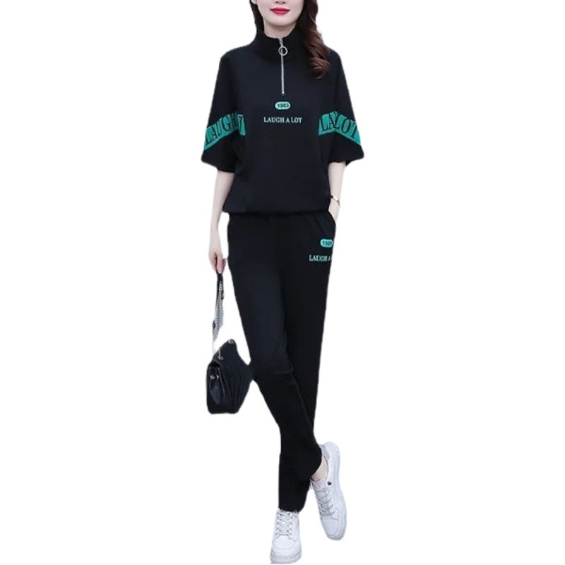 2022 Summer New Casual Fashion Running Clothes Women's Chubby Sister Loose Slimming Sweater Sports Two-piece Fashionable Set