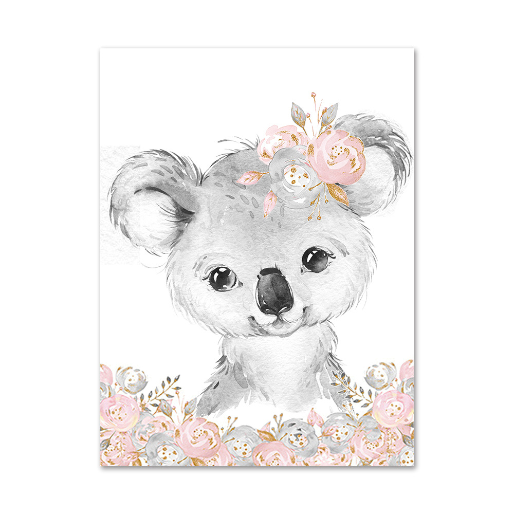 Picture of Cartoon animal Children Baby English letters Custom Baby Name bedroom canvas hanging painting decorative painting core