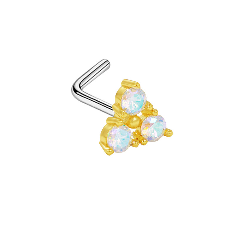 Picture of Gabe Europe and the United States cross-border heart pendant zircon puncture nose nail bee nose ring L rod nose nail puncture factory outlet