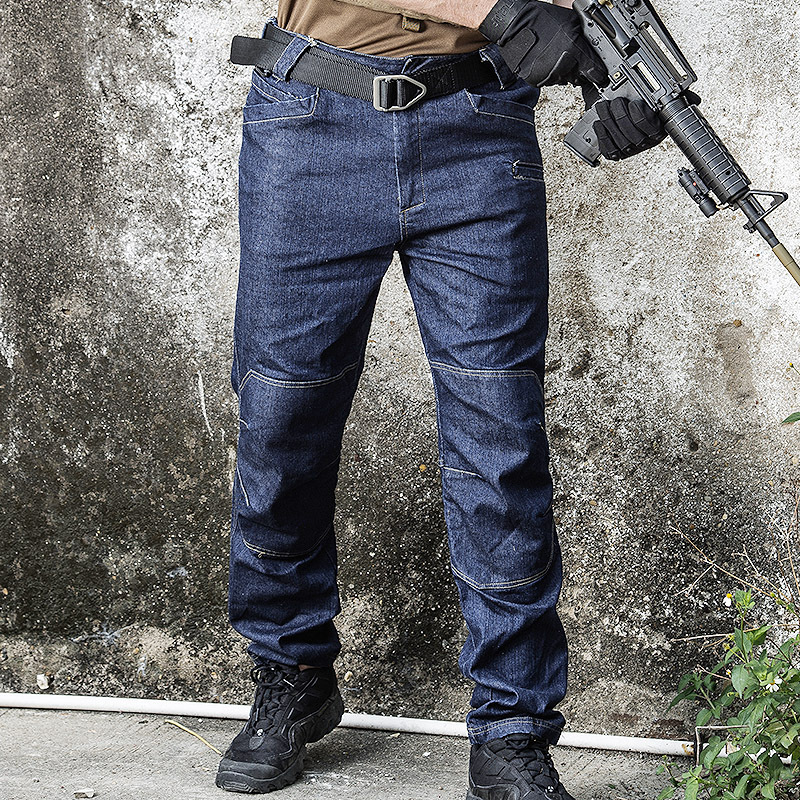 Picture of Archon Outdoor Tactical Pants Men's Loose Straight Multi-Pocket City Army Fan Special Service Pants Stretch Slim-Fit Jeans