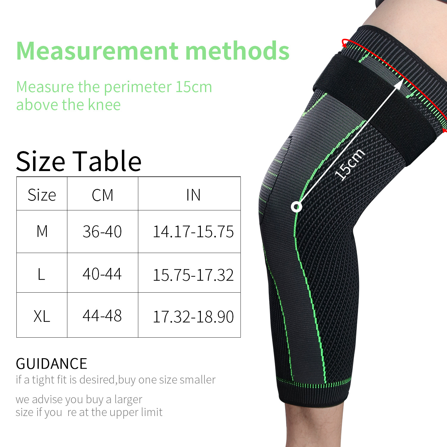 Picture of Knitted Strap Pressurizing Sports Lighting Knee Pads for Men and Women Autumn and Winter Large Calf Protection Basketball Football Warm Knee Pads
