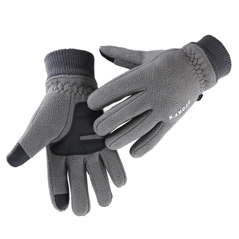 Picture of Polar fleece gloves men's autumn and winter velvet padded warm gloves riding sports driving non-slip touch screen gloves women