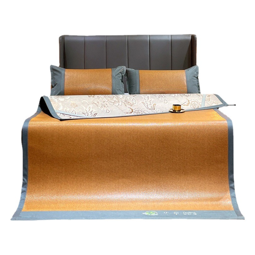 Double-sided mat Wormwood rattan mat three-piece summer new folding ice silk mat mat soft mat ice rattan mat wholesale