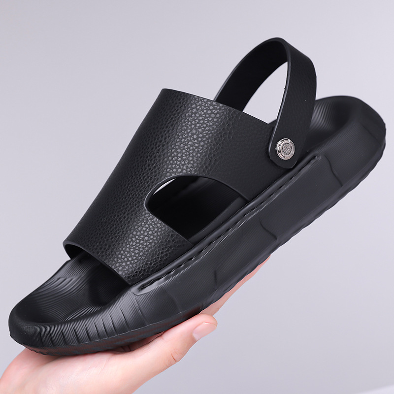 First-Layer Cowhide Sandals for Men, Trendy Summer New Style, Soft-Soled, Soft-Surface Genuine Leather Beach Shoes, Thick-Soled Sandals and Slippers, 1 Piece Drop Shipping