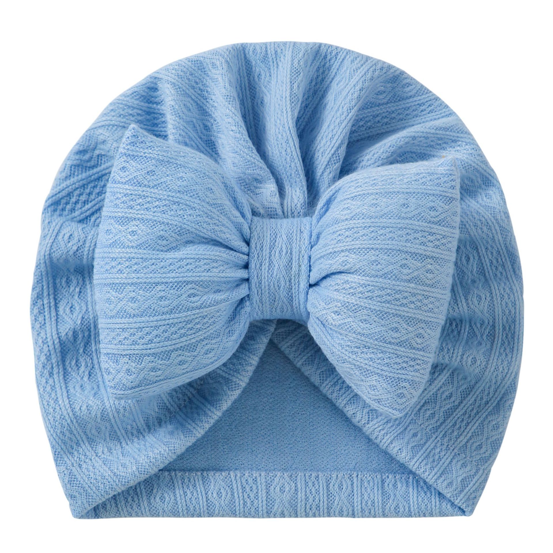 Picture of European and American New Baby Knitted Cotton-Filled Large Bow Kidsren's Pullover Hat Boat Hat Baby Turban Hat Ins Cross-Border