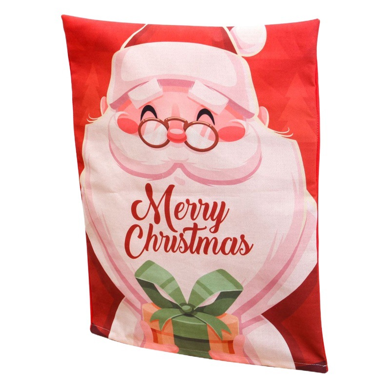 2022 New Christmas Chair Cover European and American Style Cartoon Christmas Decorations Linen Creative Single-sided Printing