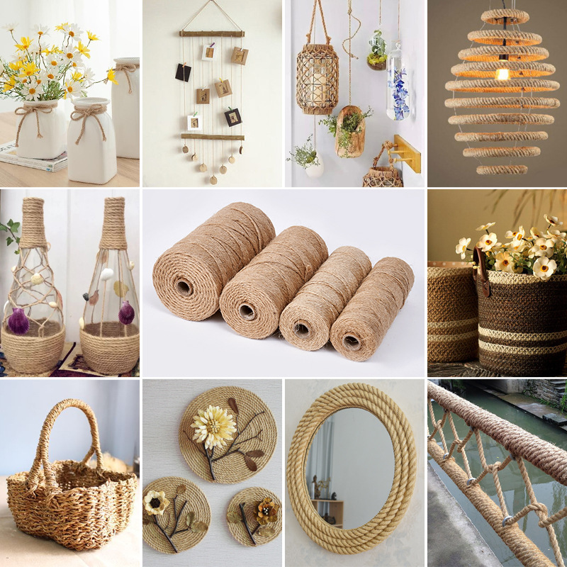 Picture of Jute Rope Hand-woven Decorative Coarse Hemp Rope DIY Thin Hemp Rope Bundle Tug Rope Cat Climbing Frame Winding Rope